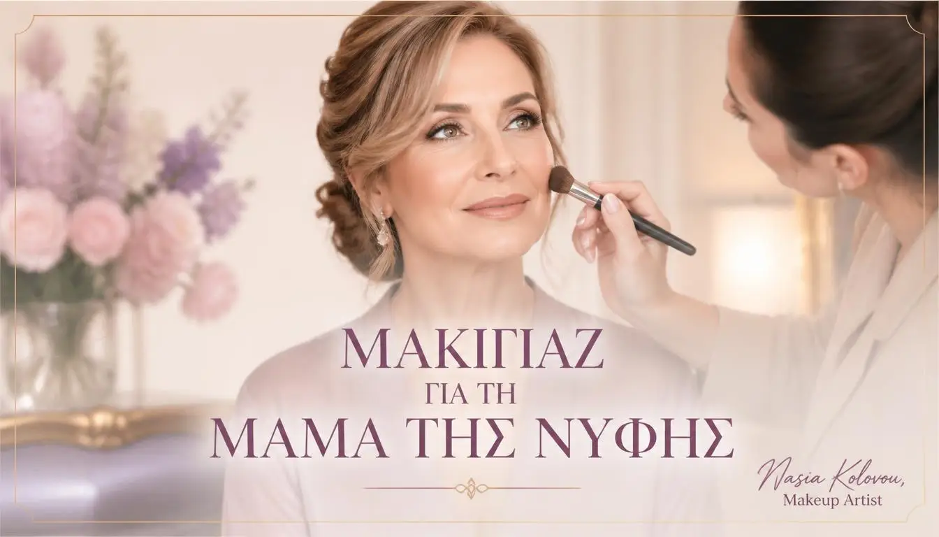 Κομψό μακιγιάζ για τη μαμά της νύφης με τεχνικές lifting για ώριμες επιδερμίδες, από τη Nasia Kolovou.