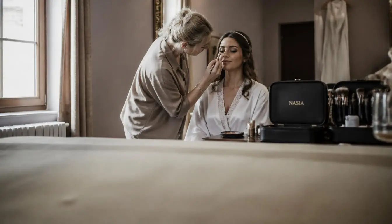 Η επαγγελματίας makeup artist Νάσια Κολοβού εφαρμόζει νυφικό μακιγιάζ