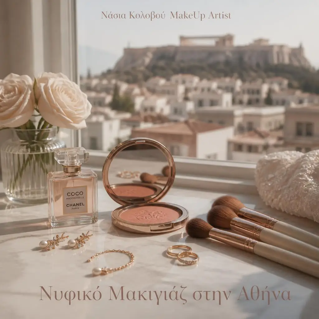 Νυφικό μακιγιάζ στην Αθήνα — στιλάζ με προϊόντα μακιγιάζ από τη Νάσια Κολοβού